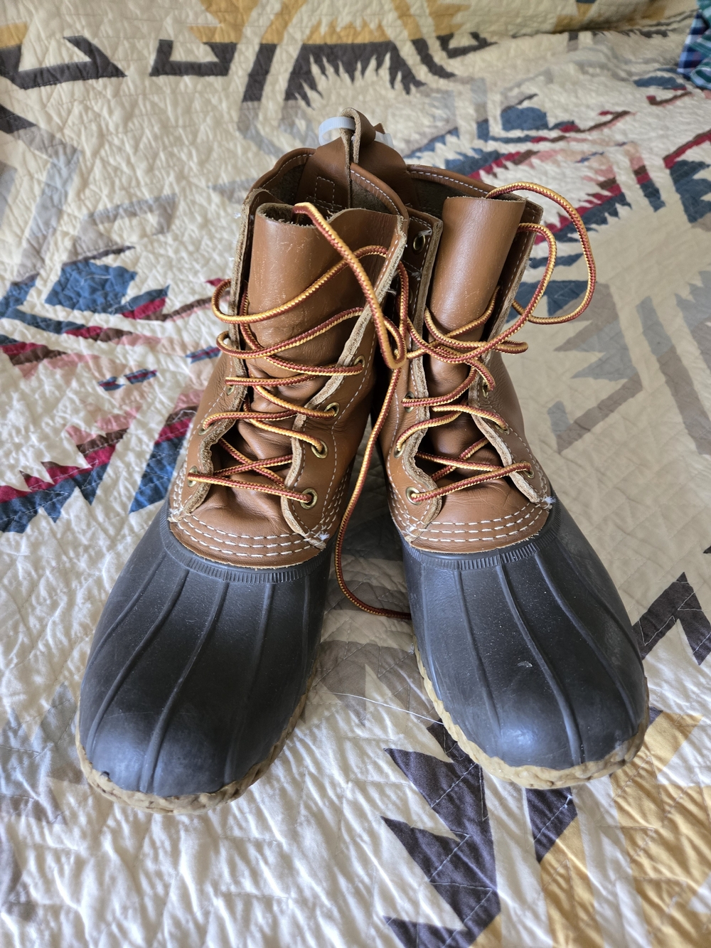 L.L. Bean Brown Leather and Black Rubber Duck Boots Men's Size 7 Medium